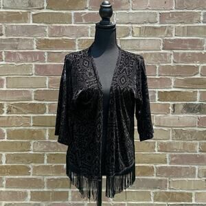 Y2K black whimsygoth fairy velvet kimono, Large, gothic, Halloween, Xhiliration